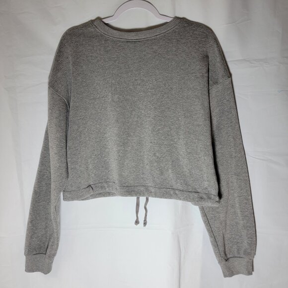 Disney Sweatshirt Women S Gray Mickey Minnie Mouse Graphic Cropped Drawstring - Picture 3 of 12